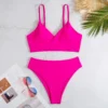 High Waist Bikinis 2023 Women Solid Strape Swimsuit Female Padded Swimwear Bathers Bathing Swimming Swim Suit Summer Beachwear - Image 6