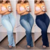 Plus Size White Blue Stretchy Flare Jean Women 5XL High Waist Wide Leg Vintage Bell Bottom Denim Pants Mom Indie Stacked Jeans - Image 3