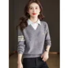 Female Top Casual Solid Chic Loose Sweaters Women Clothing Knitted Spliced Daily Fashion Knitwear Spring Autumn New Jumpers - Image 6