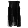 Women Faux Suede Ethnic Sleeveless Jacket Long Fringe Tassels 70s Hippie Open Front Cardigan Vintage Waistcoat Vest Top - Image 3