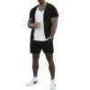 Summer Fashion Hollow Out Mesh Two Piece Sets Men Casual Pure Color Short Sleeve Shirt And Shorts Mens Suits Sexy Beach Outfits - Image 4