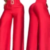 High Waist Pants Women 2023 Autumn Fashion Elegant Solid Loose and Slim Metal Decorative Speaker Wide Leg Trousers for Female - Image 2