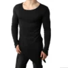 Men asymmetrical design punk hip hop long sleeve t shirt side split long tee shirts mens casual vintage streetwear gothic tops - Image 3
