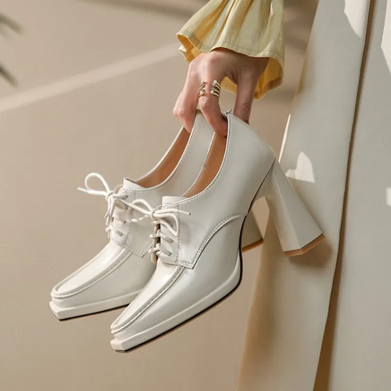 Thick High Heel Fashion Big Size Women's Shoes 2023 Autumn New Vocational Shoes Ladies Mother Shoes Middle-aged Zapatos