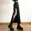 Gothic Black High Waist Bodycon Mid Skirt E-Girl Punk Ruffles Split A-Line Skirts Y2K Fashion Women Streetwear Bottoms - Image 3