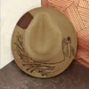 Hand-painted Fedora Hat Men's and Women's Hat Panama Spring Autumn Fashion with Wrapped Feather Wool Fedora Hat Big Brim - Image 3