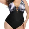 2023 Women New Swimsuit One Piece Swimwear Plus Size Push Up Large Big Solid Black Swimming Suits Beachwear Bathing Suits