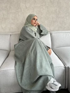 Closed Linen Abaya Dubai Luxury Plain Muslim Hijab Dress Turkey Casual African Dresses Abayas for Women Ramadan Eid Islam Kaftan - Image 2