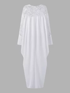 VONDA Plus Size Women 2023 Maxi Dress Summer Sundress Long Sleeve White Lace Robe Female Holiday Patchwork Casual Long Vestido - Image 5
