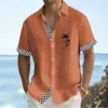 Men's summer 3D printed coconut tree casual outfit with daily Hawaiian lapel short sleeved shirt - Image 3
