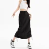 American Retro Cargo Skirt for Women Summer Slit Design Drawstring High Waist Mid-length Skirt Y2k Streetwear Fashion Clothing - Image 2