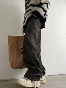 Baggy Leopard Print Y2k Jeans Men 2024 New American Retro Casual Wide Leg Denim Pants Fashion Streetwear Fashion Straight Jeans - Image 2