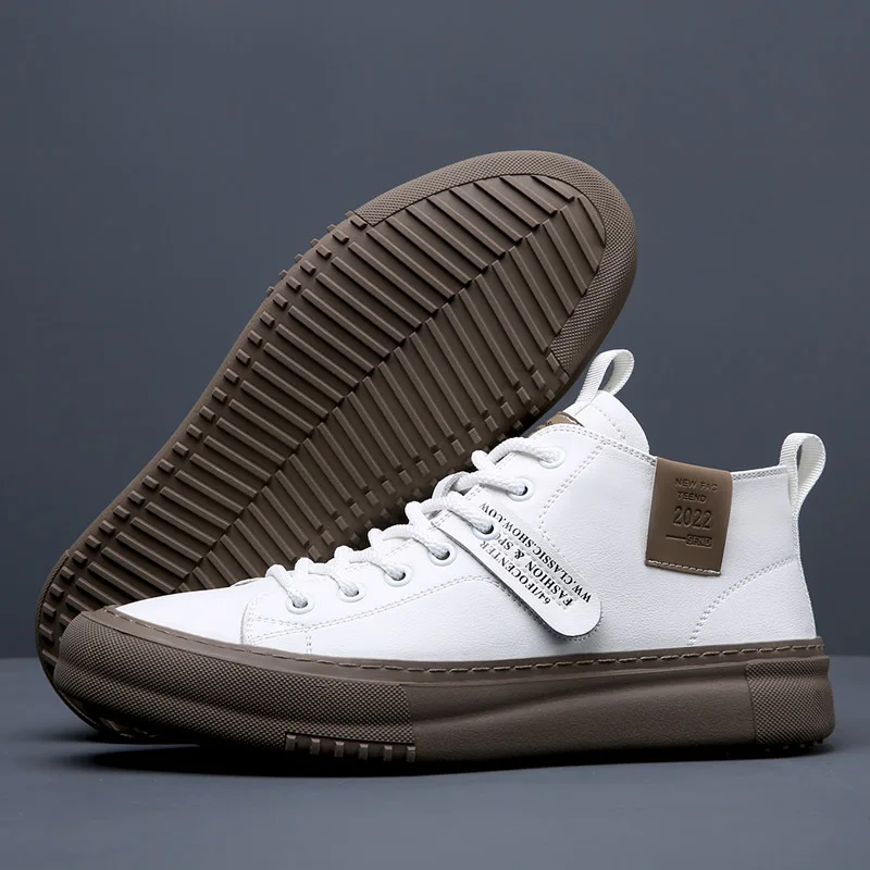 High Top Mens Sneakers Fashion Men Casual Shoes Luxury Brand White Sneakers Tenis Ankle Boots Fashion Skate Shoes Men Breathable