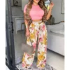 2023 new explosive summer new women's two-piece print vest pants women classic - Image 4