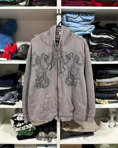 2024 European American Fashion Gothic Hip Hop Y2K Zipper Hoodie Autumn/Winter New High Quality Streetwear Hoodie Women Clothes - Image 2
