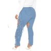 Plus Size Ripped Broken Holes Side Tassel Jeans 4XL Street high waist Stretchy Skinny Cut Out Denim Pencil Pants Long Trousers - Image 2