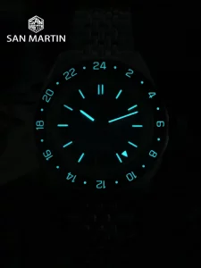 San Martin Original Design Fashion GMT 39.5mm Men Sports Watch Japan NH34 Automatic Mechanical Waterproof 100m SN0116 Reloj - Image 6