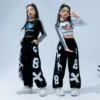 Graffiti Cotton T Shirt Pants Children Ballroom Street Dance Wear Hip Hop Costumes for Girls Dancewear Outfits Dancing Clothes - Image 3