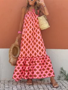 Vintage Long Dress Women Summer Sleeveless Sexy Off Shoulder Sling Dress Ladies Backless Summer Maxi Dress Boho Robe Femme - Image 5