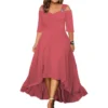 L-5XL Summer Fashion Elegant Long Dress Plus Size Women Clothing Solid Halter Short Sleeve Irregular Casual Dress Dropshipping - Image 6