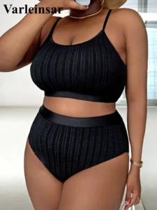 0XL - 4XL Ribbed Bikini Large Size Swimwear Plus Size Women Swimsuit Female Two-pieces Bikini set Bather Bathing Suit Swim V4987 - Image 2