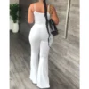 Pant Sets Women 2023 Summer Sexy Spaghetti Strap Crop Top & Loose Flare Pants Suits Casual Simple Solid Two Piece Set Outfits - Image 2