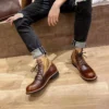Winter Men Cowboy Boots Fashion British Retro Boots Mens Anti Slip Plus Size 48 Tactical Shoe Mens Top Quality Leather Boots Men - Image 6
