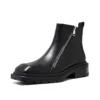 men luxury fashion chelsea boots black trend square toe shoes brand designer original leather boot cowboy platform ankle botas - Image 5