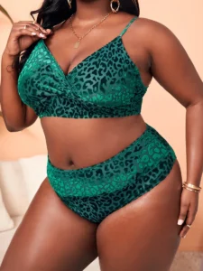 Plus Size Bathing Suit for Women 2022 Fashion Leopard Print backless High Waist Sexy Bikini Set Two Pieces Swimsuit - Image 4