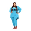XL-5XL Fall 2021 Plus size Women Clothing Two Piece Set Fashion Long Sleeve V Neck top And Pants Print 2 Piece Suit Outfit - Image 6