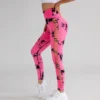 Sexy Hollow Out Tummy Control Sports Leggings for Women Workout Tights Running Fitness Tie Dye Seamless High Waist Yoga Pants - Image 4