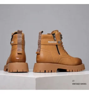 Autumn Winter High Top Boots for Men Fashion Casual Cow Leather Casual Shoes Male New Designer Ankle Botas Militares Hombre - Image 6