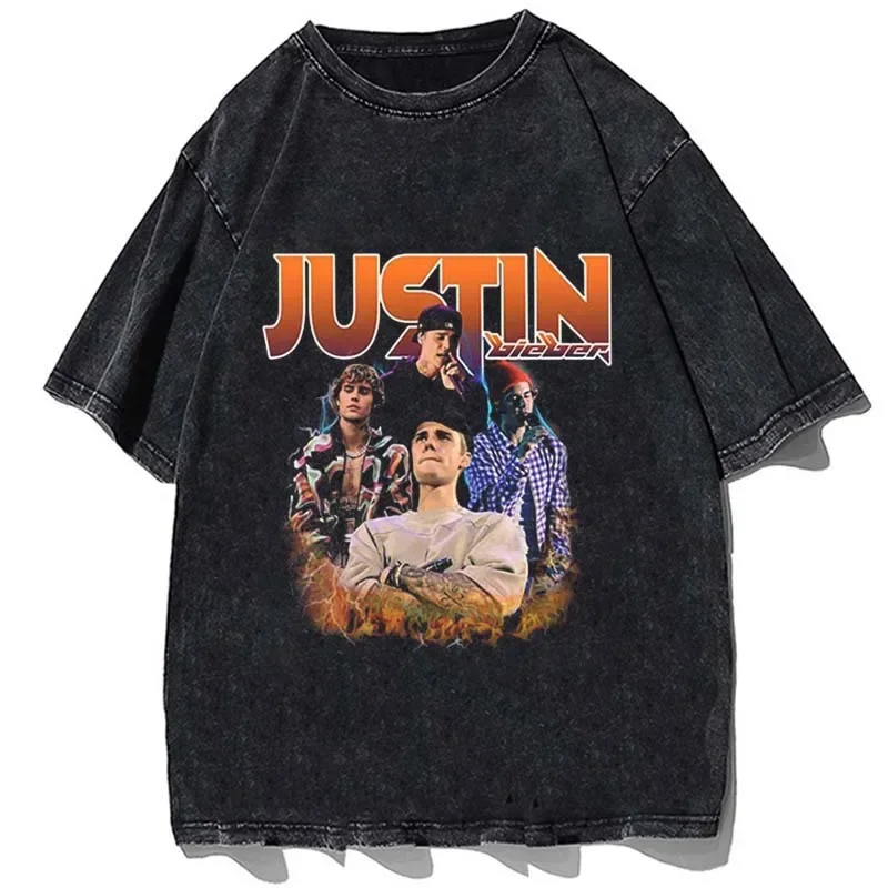 Hip Hop Rapper Justin Bieber T-shirt Fashion Cotton Oversize Shirt Summer Men Women Casual Short Sleeve Tees Tops Streetswear