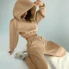 Two Pieces Set Women Hooded Tracksuit Sports Sweatshirts Streetwear Drawstring Pencil Pants Suit Trousers 2023 Autumn Outfits - Image 2