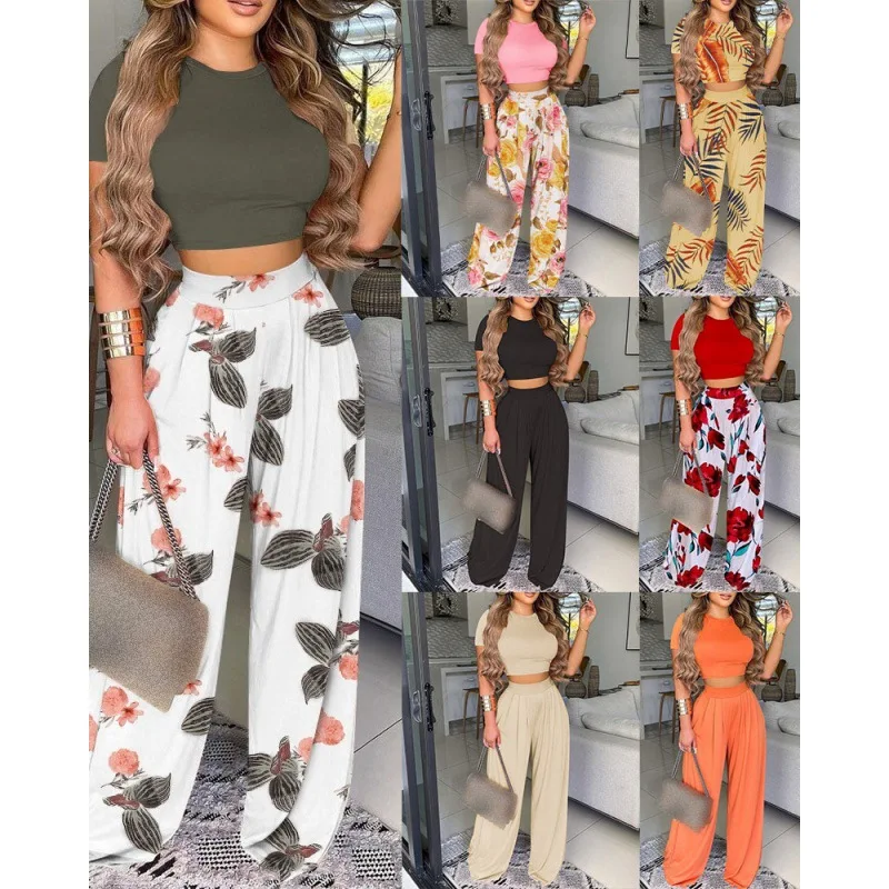 2023 new explosive summer new women's two-piece print vest pants women classic