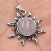 Wholesale 12pcs/lot fashion natural stone Quartz Crystal alloy Sun flower Pendants for jewelry accessories marking free shipping - Image 6