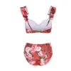 2024 Floral Print Low Waist Sexy Three Piece Swimwear Female Shoulder Flowers Women Swimwear Push Up Swimsuits Beach Wear B0125 - Image 3