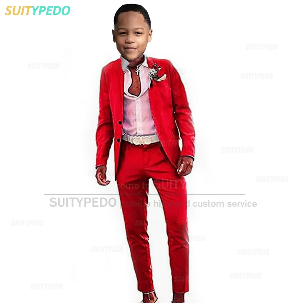 Casual Boys Suit Set Jacket Pants Two Pieces Children Piano Perform Blazer Formal Host Activity Costume Wedding Party Tuxedo