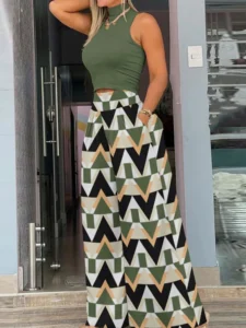 Sexy Sleeveless Print Crop Top And Pant Two Piece Sets Women 2023 Summer Casaul Wide Leg High Waist 2 Piece Sets Women Outfit - Image 3