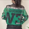 Autumn Winter Stand Collar Letter Printing Loose Casual T-shirt Ladies Long Sleeve Harajuku Y2K Mesh Tee Women's Pullover Top - Image 3