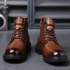 Italian Men Round Toe Shoes New In Casual Genuine Leather Outdoor Platform Walking Ankle Boots Fashion Designer Luxury Boots - Image 2