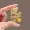 High End Chinese Dragon Zodiac Brooch Fashion Crystal Rhinestone Badge Jewelry Lapel Pins Animal Corsage Luxulry Accessories - Image 4