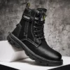 Men's Boots 2023 Autumn and Winter New Designer Retro British Leather Boots Men's Casual Black Thick-soled Shoes Motorcycle Boot - Image 3