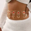 Charm Sexy 18k Gold Plated Tassels Chain Waist Belly Belt Women Shiny Red Crystal Summer Beach Bikinis Body Chains Goth Jewelry - Image 3