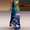 Vintage Print Maxi Dress For Women Summer Loose Sleeveless Long Dresses Elegant Lady V Neck Pocket Boho Beach Sundress Vestidos - Image 2