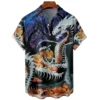 Men's short sleeve Hawaiian shirt, fashionable Harajuku style, dry fit, Halloween pumpkin theme, handsome men's shirt plus size - Image 6