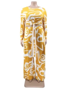 4XL 5XL Plus Size Sets Women Clothes Fashion Print Top And Wide Leg Pant Suit Spring Autumn New Oversize Casual Outfits 2022 - Image 3