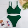 High Waist Bikinis 2023 Women Solid Strape Swimsuit Female Padded Swimwear Bathers Bathing Swimming Swim Suit Summer Beachwear - Image 2