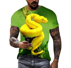 Summer Quick-drying Men's T-shirt Animal Python Pattern 3d Printed Hip Hop Alternative Personality Crewneck Loose Short Sleeve - Image 5