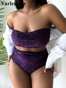 0XL - 4XL Leopard Bikini Large Size Swimwear Plus Size Women Swimsuit Female Two-pieces Bikini set Bather Bathing Suit V3977B - Image 3